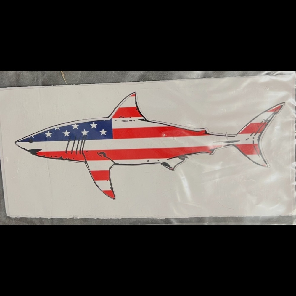 🍄 Rogue River Tactical Shark Fish USA American Flag Sticker Decal Patriotic USA - Picture 2 of 6